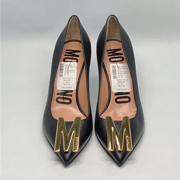 Moschino Logo Leather Pumps size 37 - Picture 3 of 15